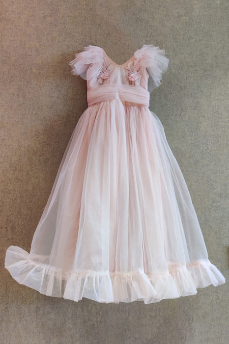 A Line V Neck Light Pink Lace Long Prom Dresses, V Neck Light Pink For –  Lwt Dress
