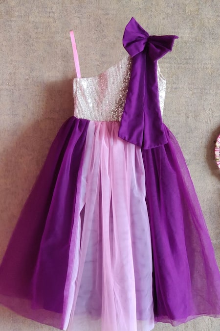 Little Secrets Purple Net One Shoulder Gown 