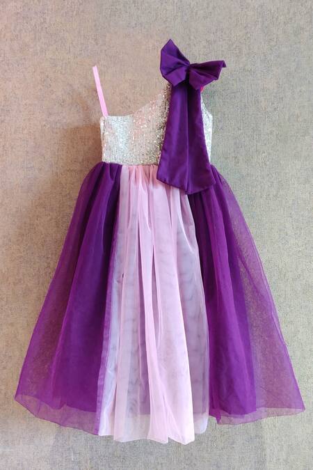 Buy_Little Secrets_Purple Net One Shoulder Gown _Online_at_Aza_Fashions