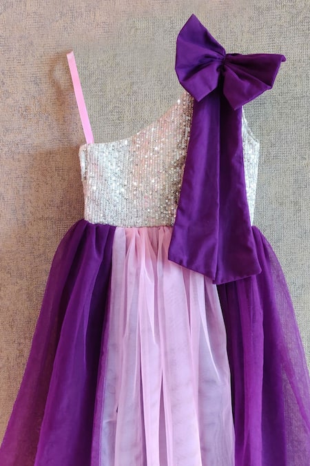 Little Secrets_Purple Net One Shoulder Gown _at_Aza_Fashions