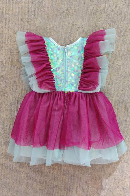 Shop_Little Secrets_Pink Net Sequin Embellished Dress _at_Aza_Fashions