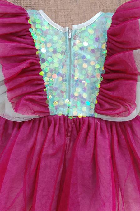 Little Secrets_Pink Net Sequin Embellished Dress _Online_at_Aza_Fashions