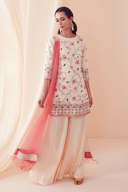 Sanjev Marwaaha Floral Kurta Sharara Set 