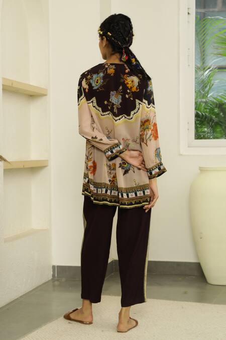 Buy Kalista Black Viscose Crepe Round Larisa Tunic And Pant Set Online at Aza Fashions Buy_Kalista_Black Viscose Crepe Round Larisa Tunic And Pant Set _Online_at_Aza_Fashions