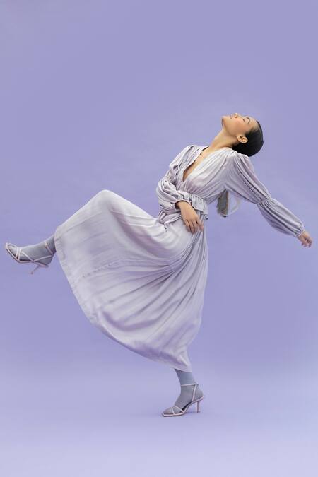 Buy_Little Things Studio_Purple Embroidery V Neck Peplum Dress_Online_at_Aza_Fashions