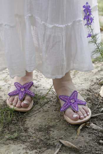 Buy_Sandalwali_Purple Beads Violet Starfish Sandals _Online_at_Aza_Fashions