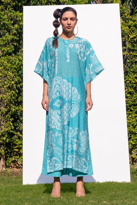 The Boozy Button Printed Kaftan Kurta & Palazzo Set 