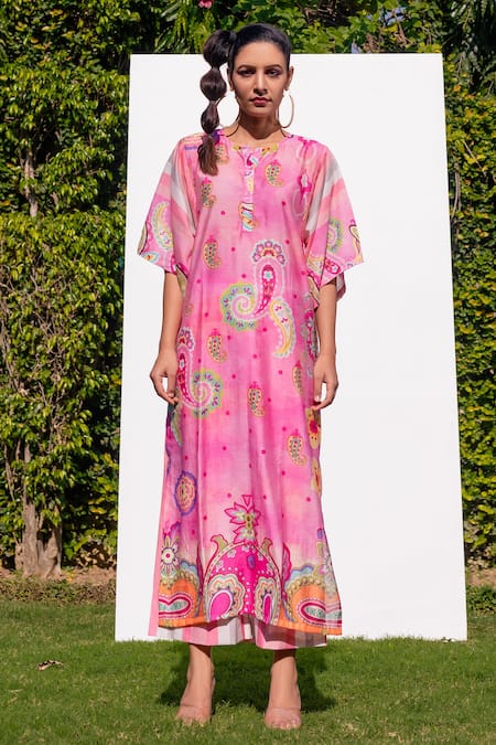 The Boozy Button Printed Kaftan Kurta & Palazzo Set 