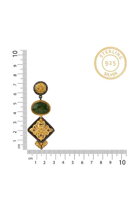 Neeta Boochra_Black Stones Floral Carved Earrings _at_Aza_Fashions