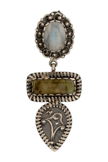 Shop_Neeta Boochra_White Beads Stone Embellished Dangler Earrings _Online_at_Aza_Fashions