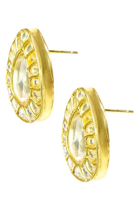Buy_Neeta Boochra_Gold Plated Kundan Stud Earrings_Online_at_Aza_Fashions