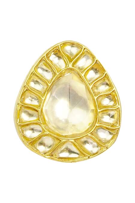 Shop_Neeta Boochra_Gold Plated Kundan Stud Earrings_Online_at_Aza_Fashions