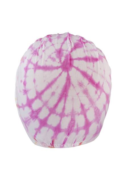 Hair Drama CO_White Tie Dye Turban With Bead Embellishment _at_Aza_Fashions
