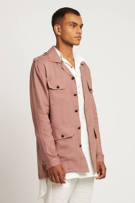 Shop_Son of A Noble Snob_Purple 100% Linen Plain Miraj Jacket _at_Aza_Fashions