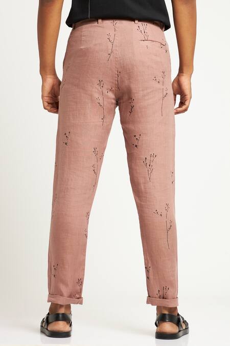Shop Son Of A Noble Snob Purple 100% Linen Botany Toco Print Trouser at Aza Fashions Shop_Son Of A Noble Snob_Purple 100% Linen Botany Toco Print Trouser_at_Aza_Fashions