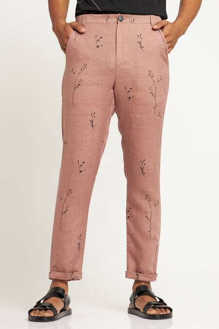 Son Of A Noble Snob Purple 100% Linen Botany Toco Print Trouser Online at Aza Fashions Son Of A Noble Snob_Purple 100% Linen Botany Toco Print Trouser_Online_at_Aza_Fashions