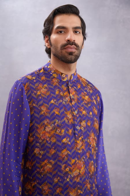 Buy_Torani_Purple Handwoven Chanderi, Pure Silk Organza Jamuni Rafik Kurta And Dhoti Pant Set _Online_at_Aza_Fashions