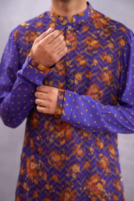 Torani_Purple Handwoven Chanderi, Pure Silk Organza Jamuni Rafik Kurta And Dhoti Pant Set _at_Aza_Fashions