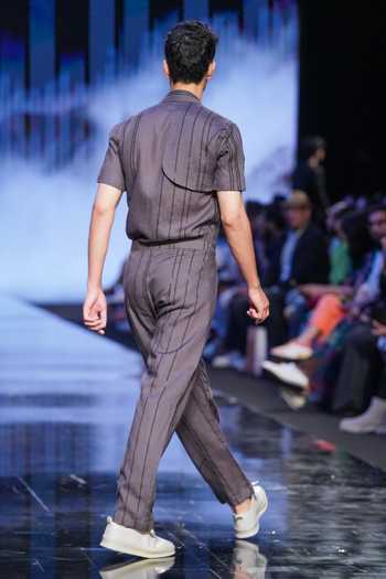 Shop_Son Of A Noble Snob_Grey 100% Linen Stripes Khera Shirt And Pant Set_Online_at_Aza_Fashions