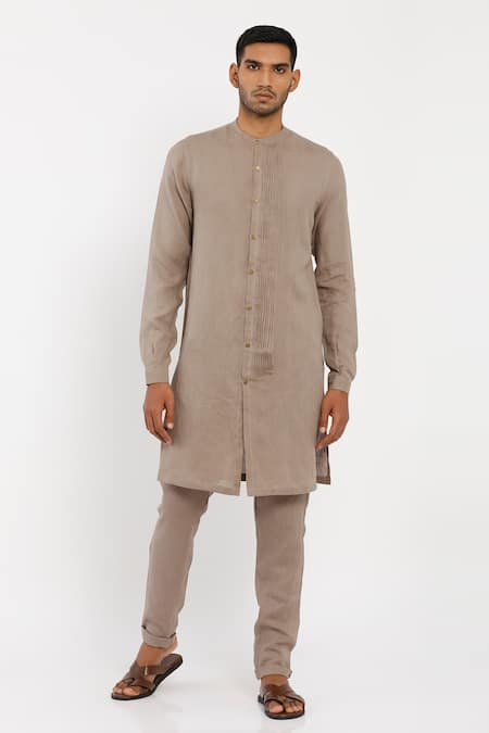 Son of A Noble Snob Brown 100% Linen Kurta  