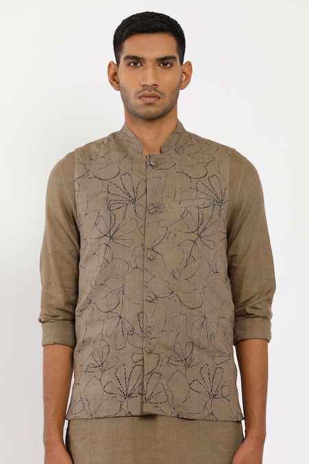 Buy Blue 100% Pure Linen Nehru Jacket For Men by Linen Bloom Online at Aza  Fashions.