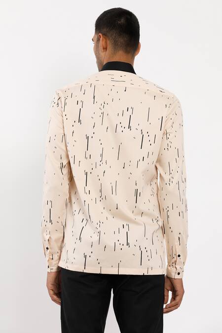 Shop Son Of A Noble Snob Peach Premium Cotton Printed Shirt at Aza Fashions Shop_Son Of A Noble Snob_Peach Premium Cotton Printed Shirt_at_Aza_Fashions