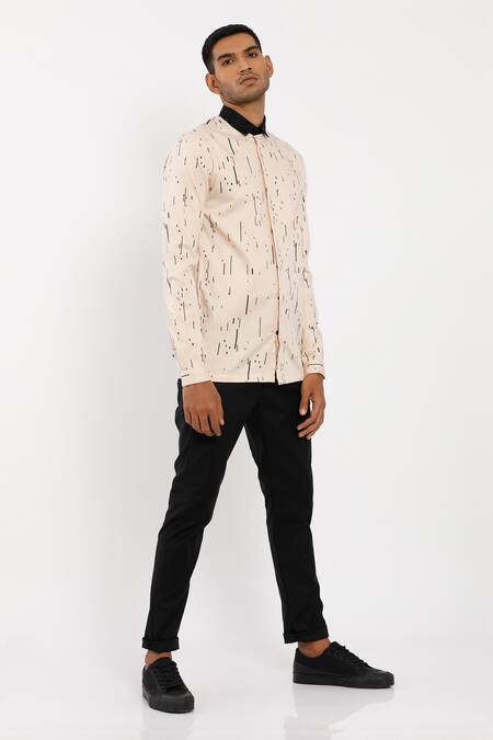Buy Son Of A Noble Snob Peach Premium Cotton Printed Shirt Online at Aza Fashions Buy_Son Of A Noble Snob_Peach Premium Cotton Printed Shirt_Online_at_Aza_Fashions