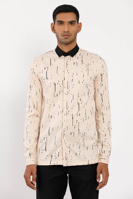 Shop Son Of A Noble Snob Peach Premium Cotton Printed Shirt Online at Aza Fashions Shop_Son Of A Noble Snob_Peach Premium Cotton Printed Shirt_Online_at_Aza_Fashions