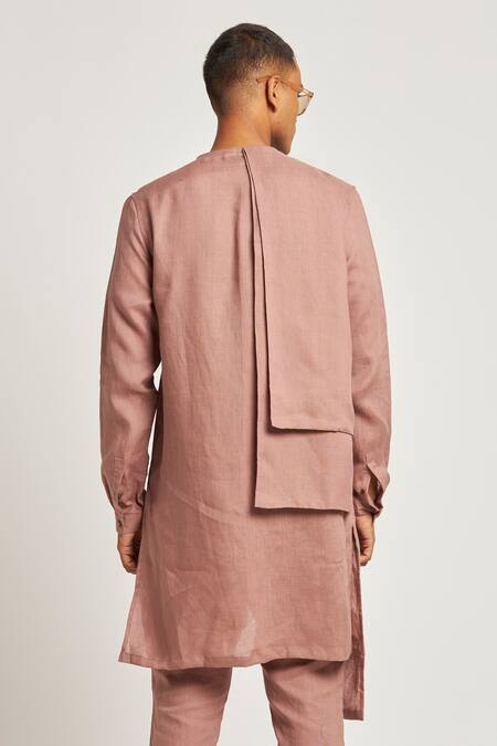 Shop Son Of A Noble Snob Purple 100% Linen Plain Dumka Layered Kurta at Aza Fashions Shop_Son Of A Noble Snob_Purple 100% Linen Plain Dumka Layered Kurta_at_Aza_Fashions