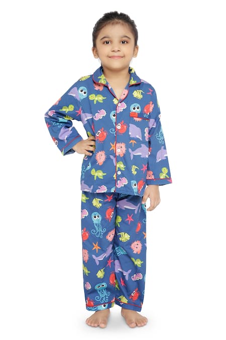 Buy Peach Cotton Printed Cute Giraffe And Animal Night Suit Co-ord Set For  Girls by Banana Bee Online at Aza Fashions.