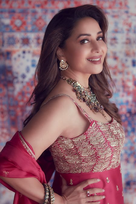 Punit Balana_Pink Chanderi , Organza U Neck Kurta Sharara Set _Online_at_Aza_Fashions