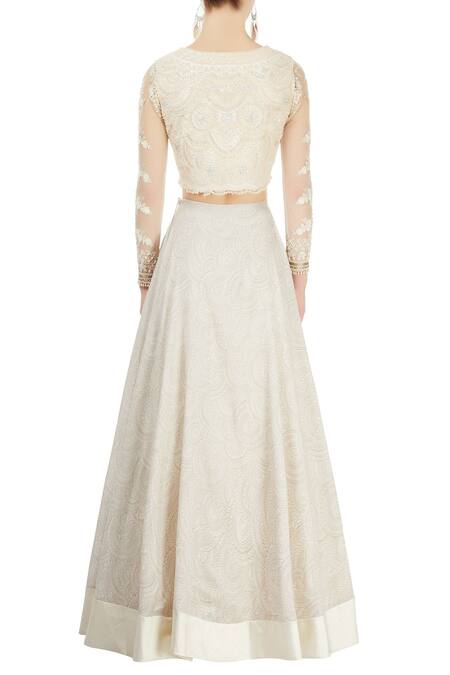 Shop Varun Bahl White Ivory Printed Lehenga And Embroidered Blouse at Aza Fashions Shop_Varun Bahl_White Ivory Printed Lehenga And Embroidered Blouse_at_Aza_Fashions