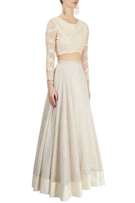 Varun Bahl White Ivory Printed Lehenga And Embroidered Blouse Online at Aza Fashions Varun Bahl_White Ivory Printed Lehenga And Embroidered Blouse_Online_at_Aza_Fashions