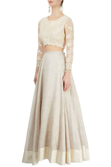 Buy Varun Bahl White Ivory Printed Lehenga And Embroidered Blouse Online at Aza Fashions Buy_Varun Bahl_White Ivory Printed Lehenga And Embroidered Blouse_Online_at_Aza_Fashions