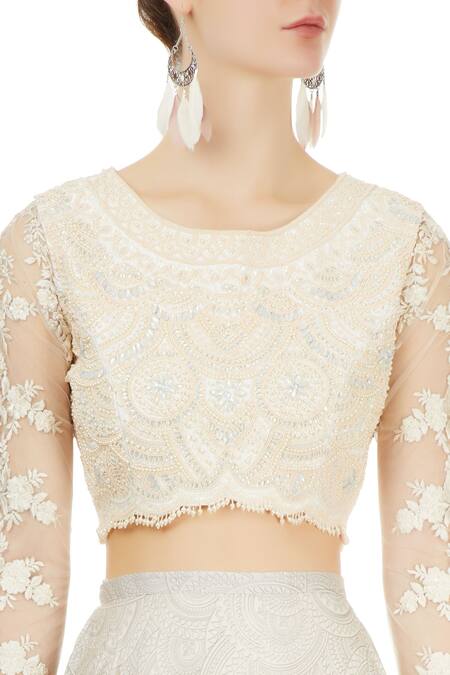 Varun Bahl White Ivory Printed Lehenga And Embroidered Blouse at Aza Fashions Varun Bahl_White Ivory Printed Lehenga And Embroidered Blouse_at_Aza_Fashions