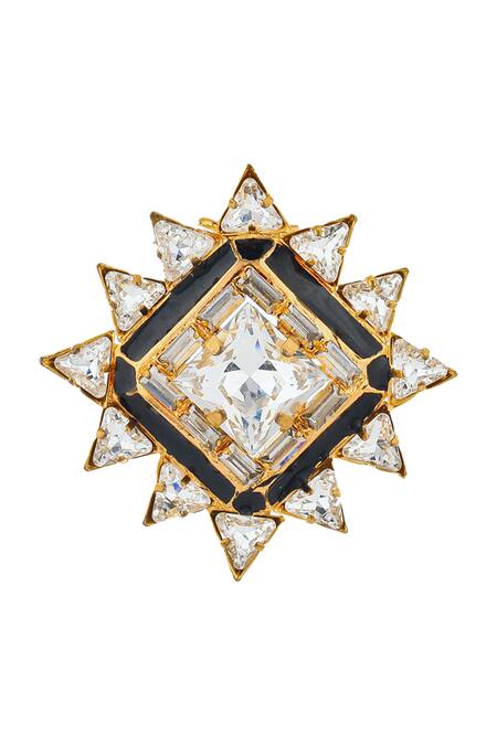 PRERTO_Black Stones Embedded Magic Stars Earrings_Online_at_Aza_Fashions