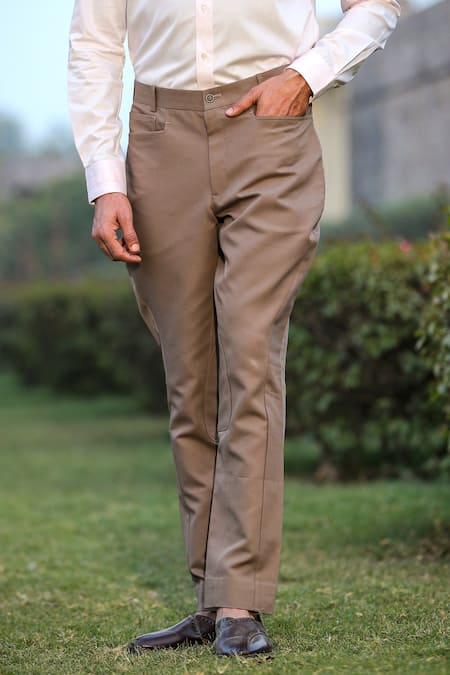 Raw & Rustic By Niti Bothra_Brown Cotton Plain Breeches _at_Aza_Fashions