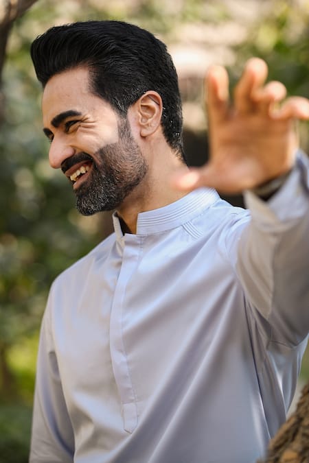 Shop Raw & Rustic By Niti Bothra Blue Cotton Embroidery Full Sleeve Kurta Shirt Online at Aza Fashions Shop_Raw & Rustic By Niti Bothra_Blue Cotton Embroidery Full Sleeve Kurta Shirt _Online_at_Aza_Fashions