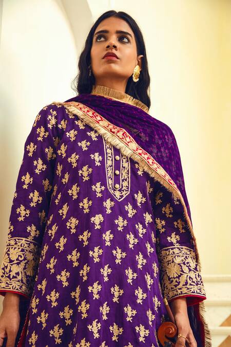 Heena Kochhar_Purple Maisha Silk Kurta Set_Online_at_Aza_Fashions