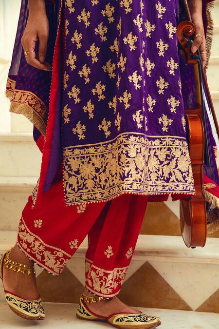 Buy_Heena Kochhar_Purple Maisha Silk Kurta Set_Online_at_Aza_Fashions