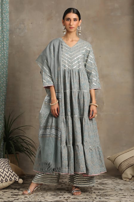 Maison Shefali Printed Anarkali & Palazzo Set 