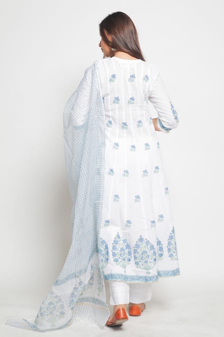 Maison Shefali Printed Flared Kurta with Dupatta 