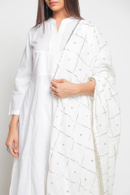 Shop_Maison Shefali_White Cotton Mul Flared Kurta Palazzo Set _Online_at_Aza_Fashions