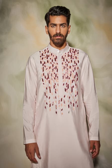 Diyarajvvir_Pink Cotton Silk Striped Kurta _Online_at_Aza_Fashions