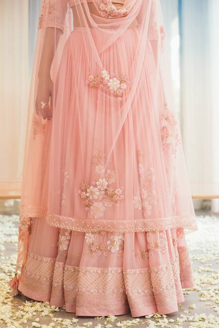 Madzin Pink Silk Lining Shantoon Round Lehenga Set at Aza Fashions Madzin_Pink Silk Lining Shantoon Round Lehenga Set _at_Aza_Fashions