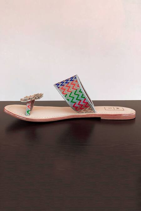 Shop_Sandalwali_Multi Color Embroidered Floral Sandals_Online_at_Aza_Fashions