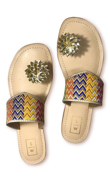 Sandalwali Multi Color Embroidered Floral Sandals 