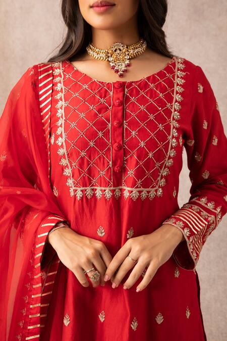 Buy Ajiesh Oberoi Red Organza, Chanderi Round Kurta Gharara Set Online at Aza Fashions Buy_Ajiesh Oberoi_Red Organza, Chanderi Round Kurta Gharara Set _Online_at_Aza_Fashions
