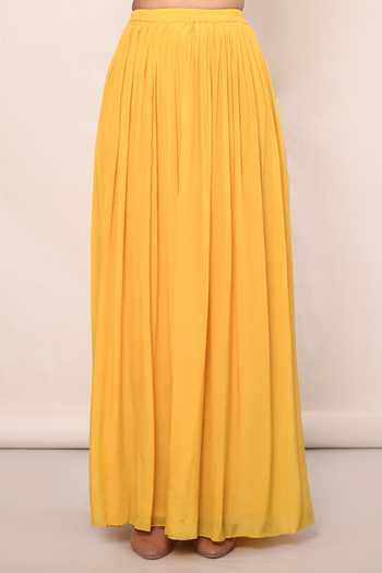 Naintara Bajaj_Yellow Asymmetric Kurta And Skirt Set_at_Aza_Fashions