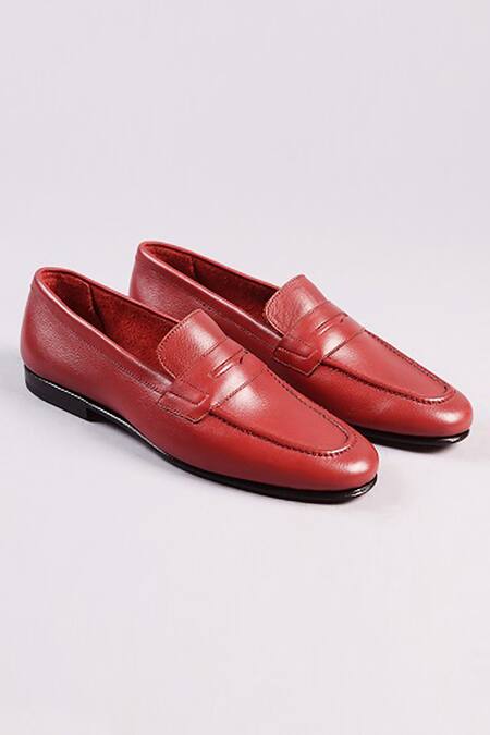 Bridlen_Maroon Penny Loafer Shoes _Online_at_Aza_Fashions
